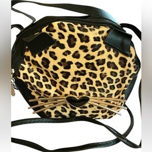NEW!  Leopard Print Crossbody Bag with Black Accents